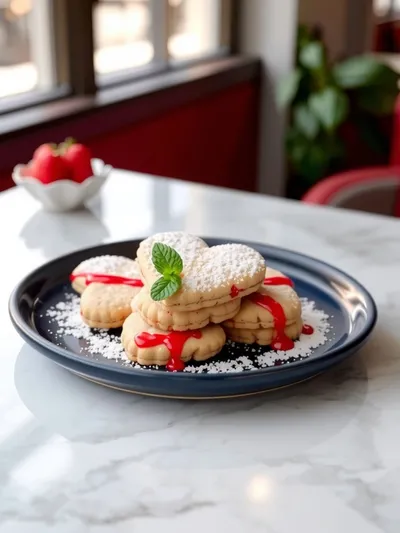 Heart-Shaped Strawberry Shortbread Cookies - ready to serve