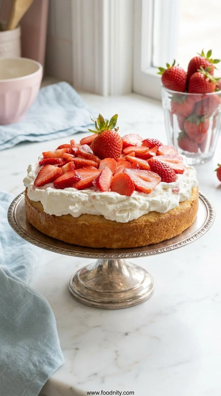 Strawberry Shortcake Cake Recipe - feature image