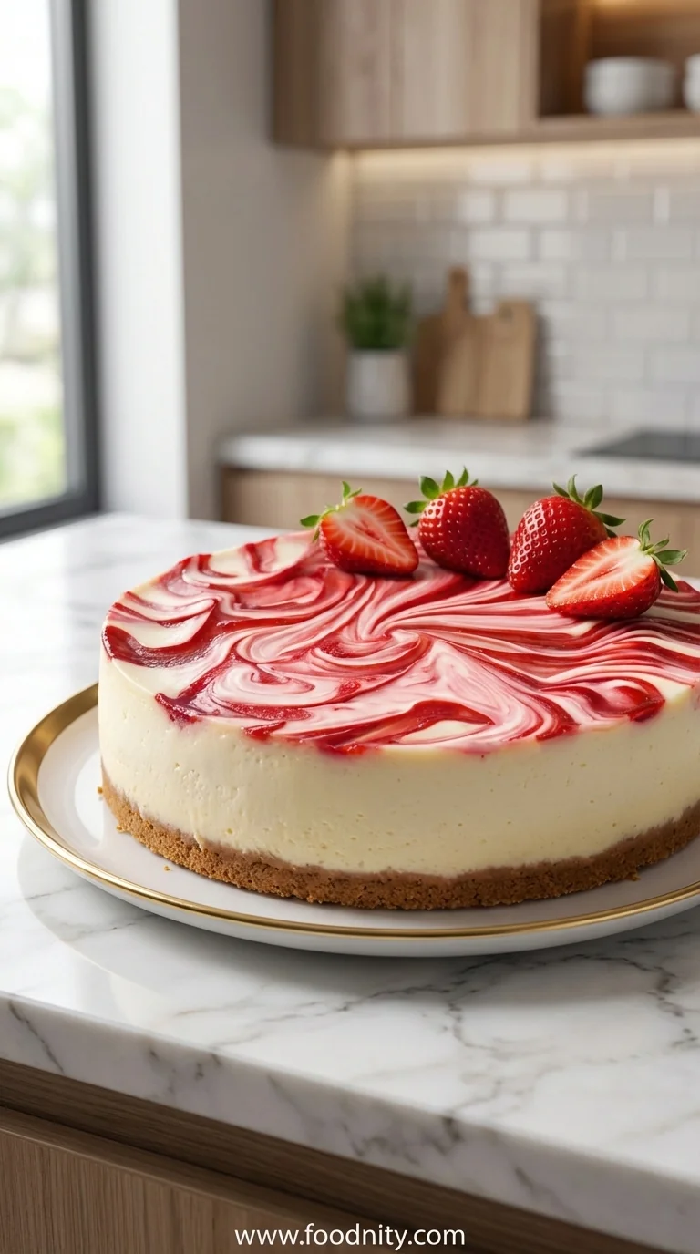 Strawberry Swirl Cheesecake – Easy No‑Bake Dessert - feature image