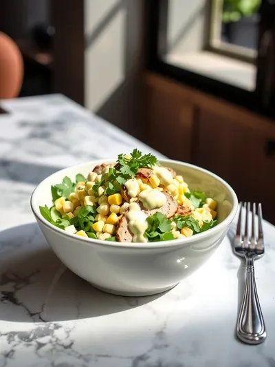 Street Corn Creamy Cucumber Chicken Salad - cooking process