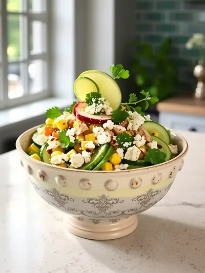 Street Corn Creamy Cucumber Chicken Salad - ready to serve