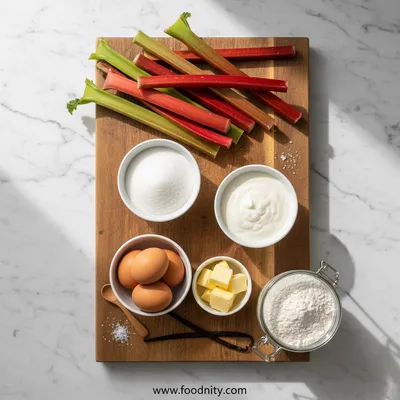 Sweet Rhubarb Custard Tart - cooking process