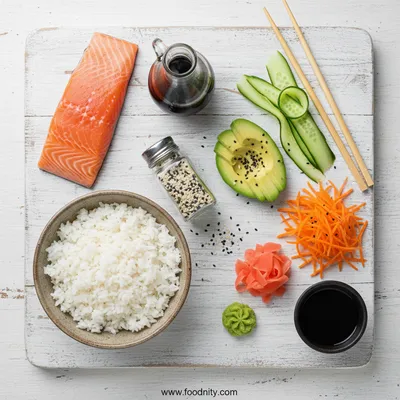 Teriyaki Salmon Sushi Bowl - cooking process