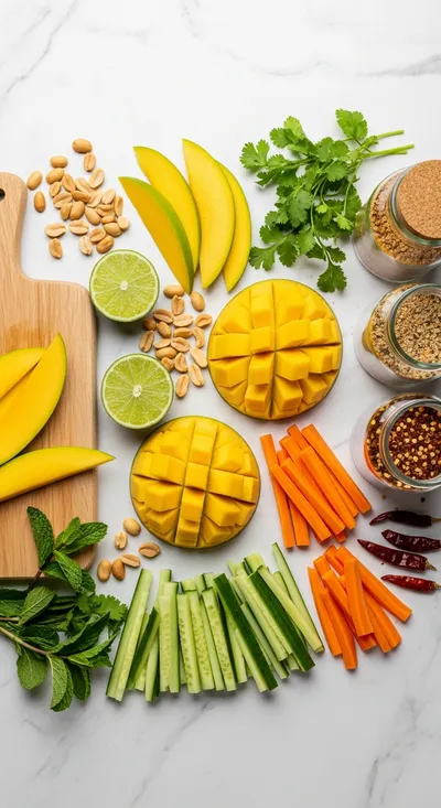 Thai Mango Salad: Refreshing Spring Vegetarian Dish - cooking process