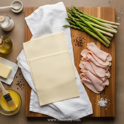 Turkey Asparagus Puff Pastry Bundles - cooking process