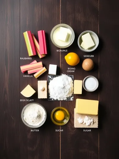 Vanilla Rhubarb Custard Bars - ingredients preparation
