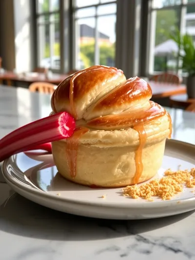 Vegan Rhubarb and Ginger Buns - cooking process