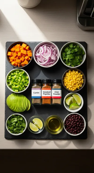 Vegan Sweet Potato Burrito Bowl – Healthy Quick Meal - cooking process