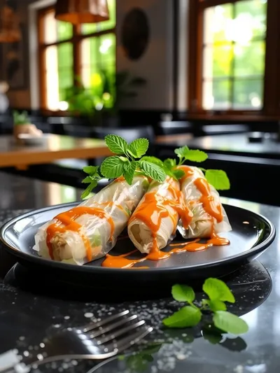 Vietnamese Summer Rolls With Chicken - ready to serve