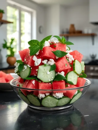 Watermelon Cucumber Feta Salad