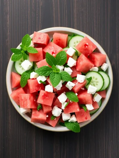 Watermelon Cucumber Feta Salad - ingredients preparation