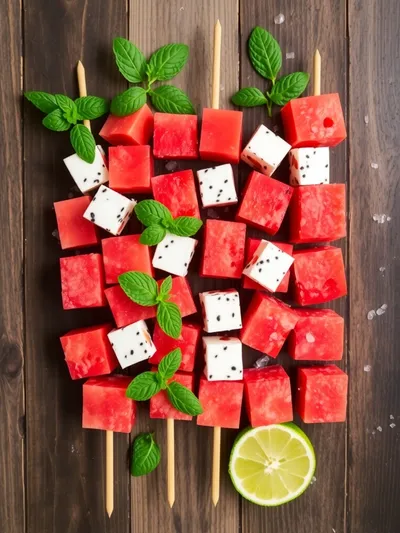 Watermelon Feta Skewers – Fresh Summer Appetizer - ingredients preparation