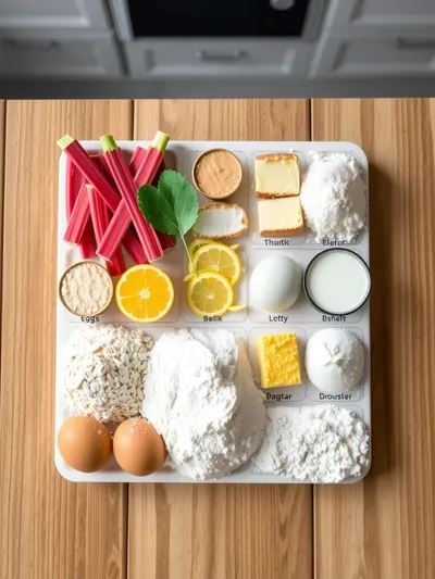 Zesty Lemon Rhubarb Loaf Cake - ingredients preparation