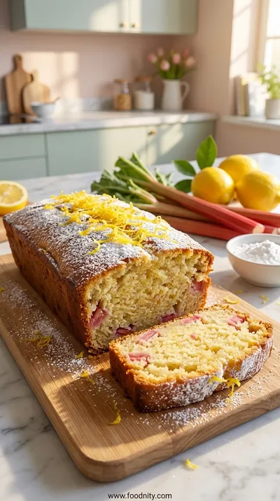 Zesty Lemon Rhubarb Loaf Cake